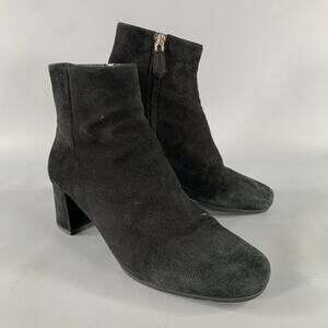 PRADA Size 7.5 Black Suede Textured Side Zipper Boots